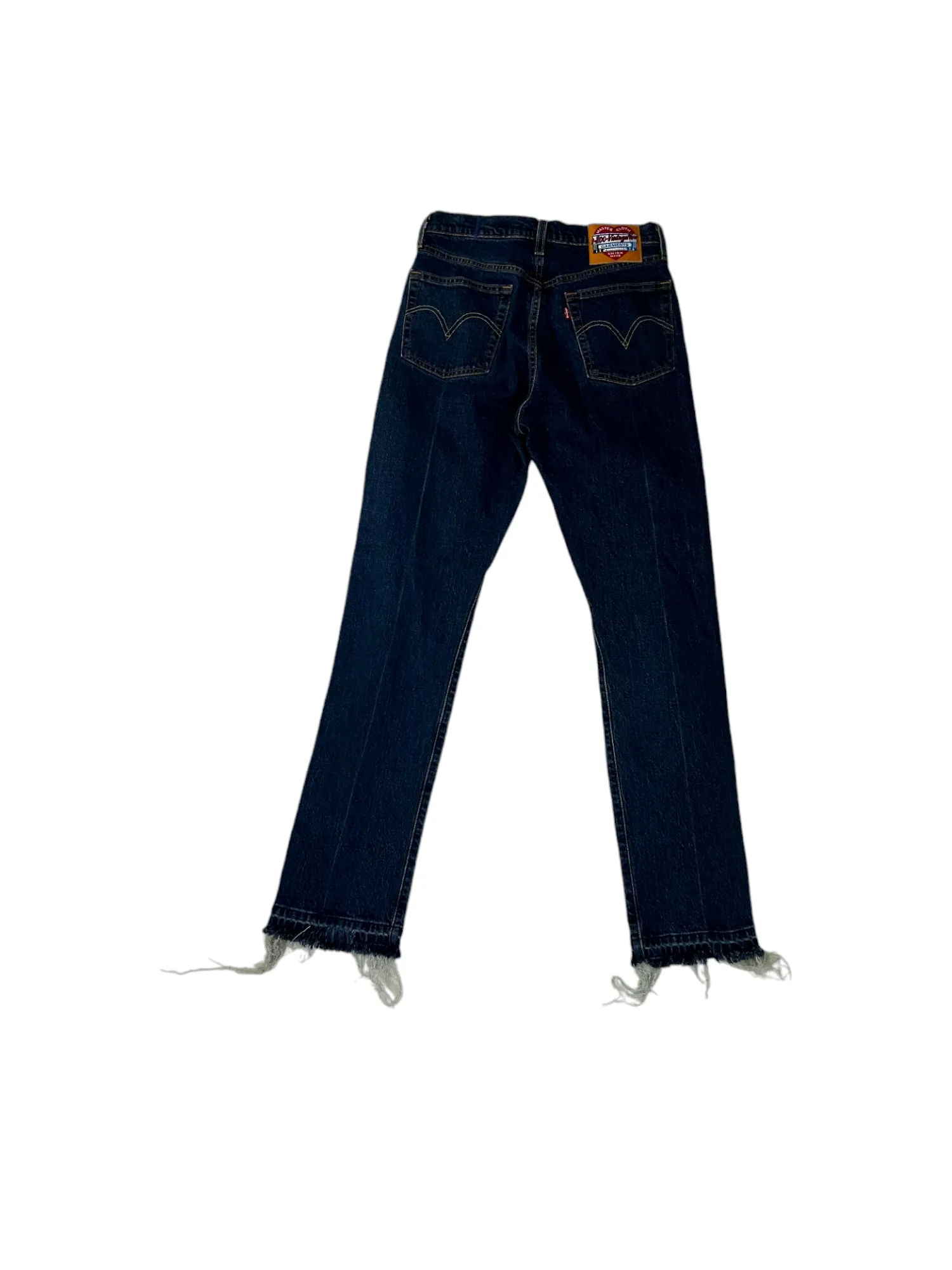 1-800 Rework Levi's Straight Leg Frayed Hem Jeans W 27 L 30