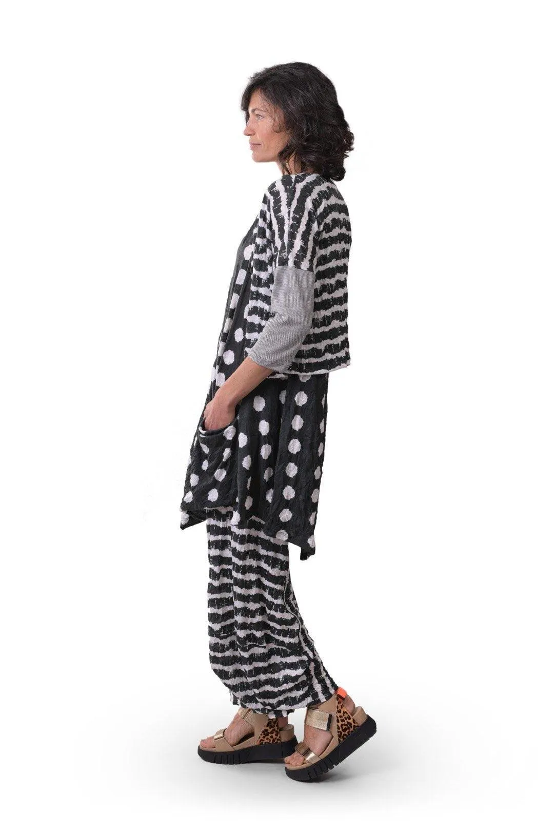 Ash Crinkle Punto Pants, Charcoal
