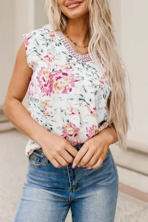 Aviana Lace Splicing Sleeveless Blouse by Threaded Pear