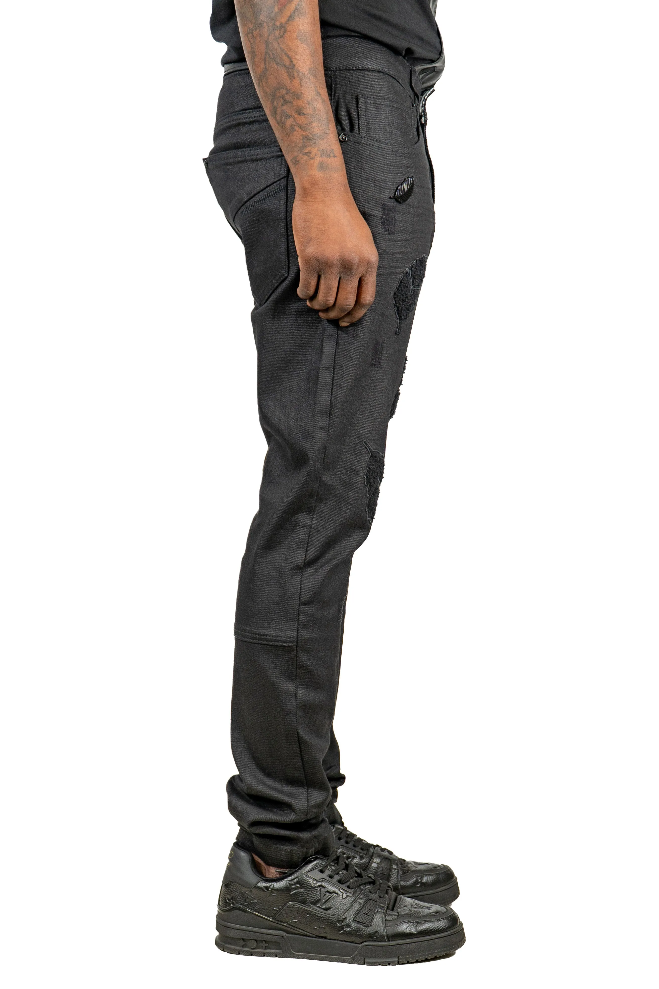 Back To Black Denim Embroidered Jeans