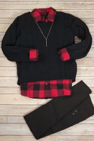 Black Cable Knit Sweater
