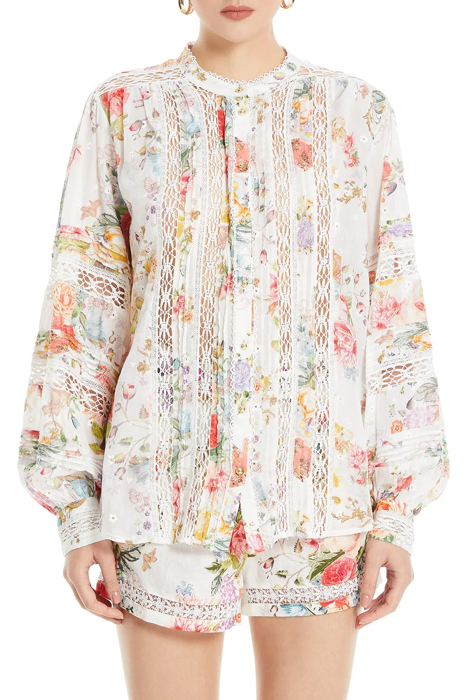 Blouson Sleeve Floral Blouse