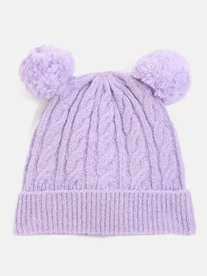 Blue Giraffe Girls Purple Beanies