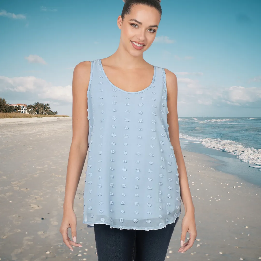 Blue Mist Dot Sleeveless Top S-XL