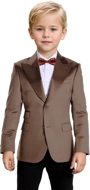 Bofan Boys Satin Blazer Retro Suit Jackets for Boy Outwear Sports Coat Fashion Summer Wedding Outfit