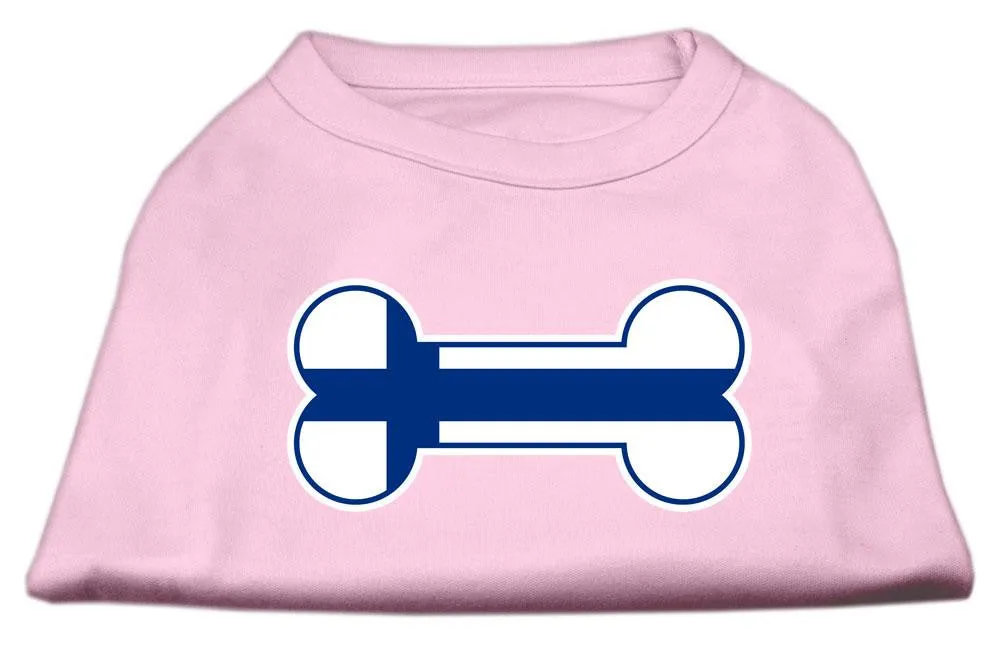 Bone Shaped Finland Flag Screen Print Shirts Light Pink XXL (18)