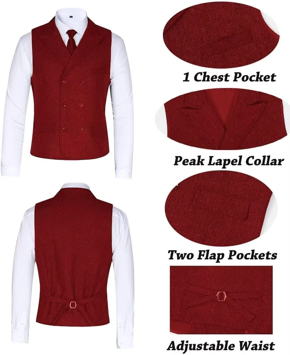 Boys Tweed Suit 3 Piece Tuxedo Suit for Boys Two Button Suits Jackets Vest Pants Set for Kid