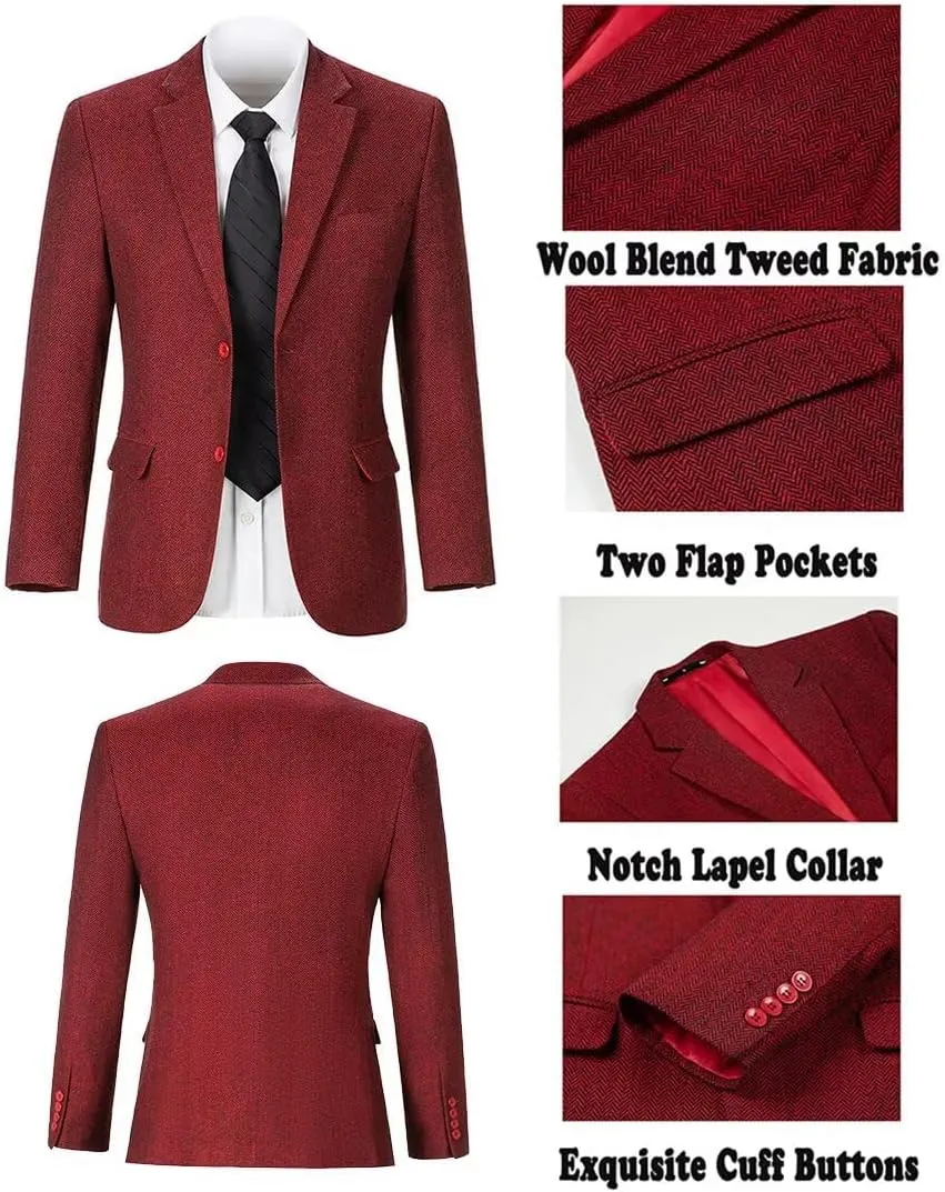 Boys Tweed Suit 3 Piece Tuxedo Suit for Boys Two Button Suits Jackets Vest Pants Set for Kid