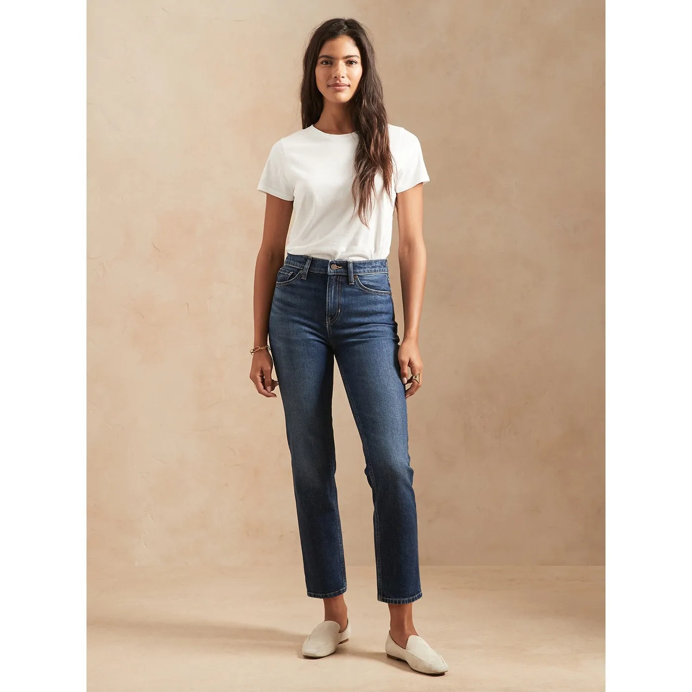 BR High Rise Straight Blue Jeans