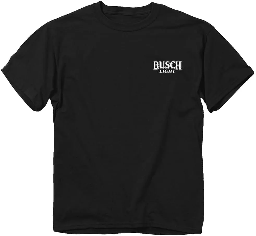 Busch Light Short Sleeve T-Shirt, Black | Busch Light, Buck Camo Shield Design | 100% Ringspun Cotton