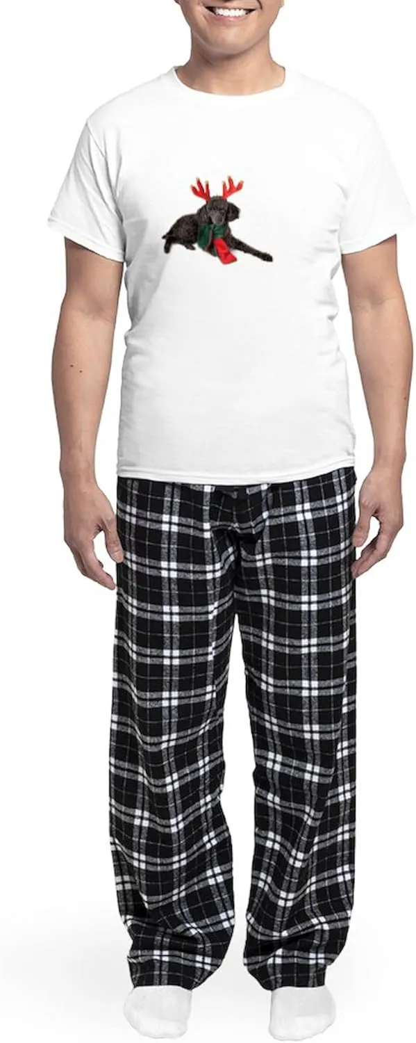 CafePress Black Christmas Poodle With A Men's Light Pajamas Men's Novelty Light Pajama Set, Comfortable PJ Sleepwear
