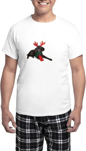 CafePress Black Christmas Poodle With A Men's Light Pajamas Men's Novelty Light Pajama Set, Comfortable PJ Sleepwear