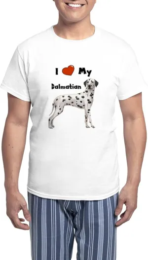 CafePress I Love My Dalmatian Men's Light Pajamas Men's Novelty Light Pajama Set, Comfortable PJ Sleepwear