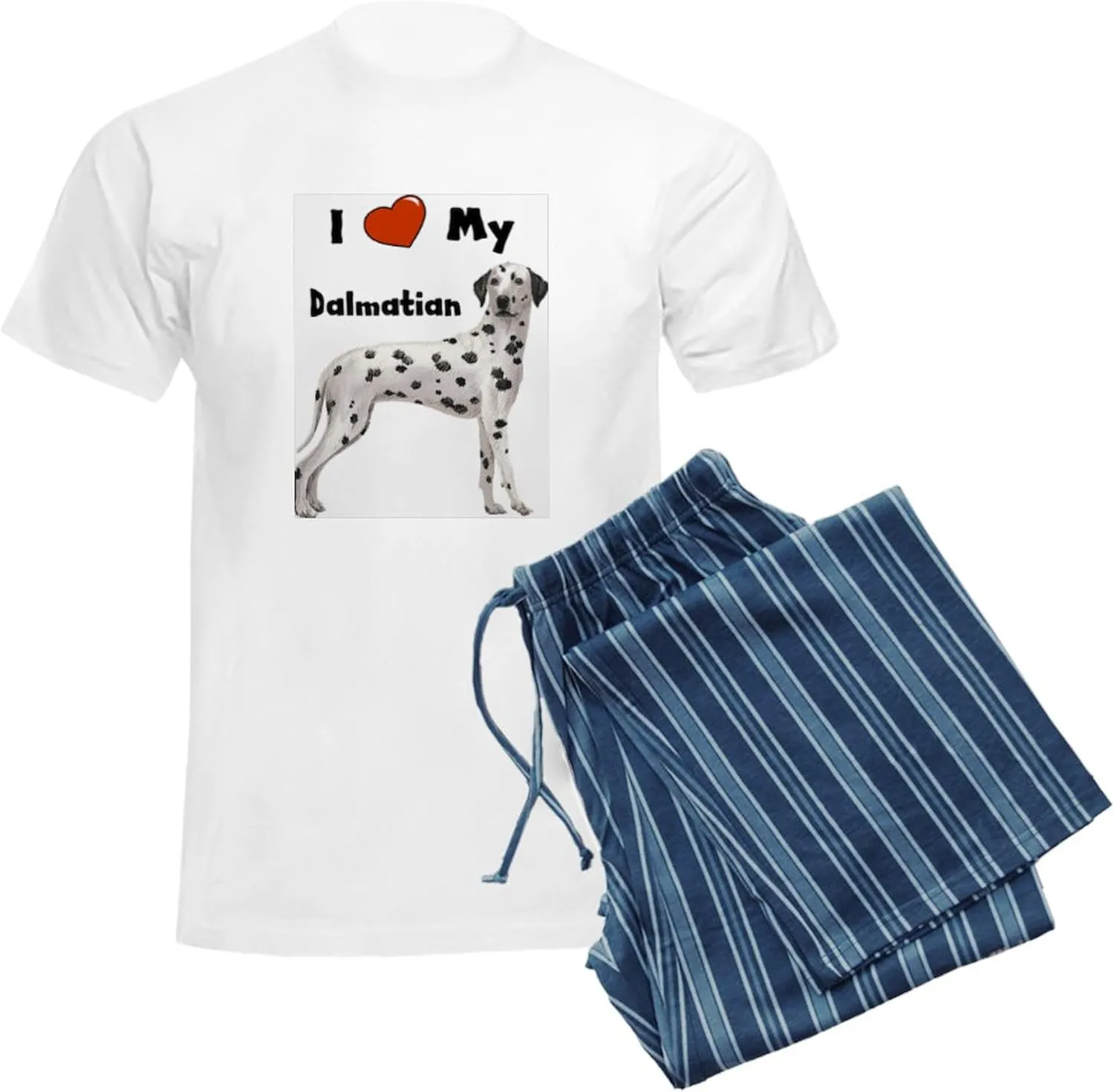 CafePress I Love My Dalmatian Men's Light Pajamas Men's Novelty Light Pajama Set, Comfortable PJ Sleepwear