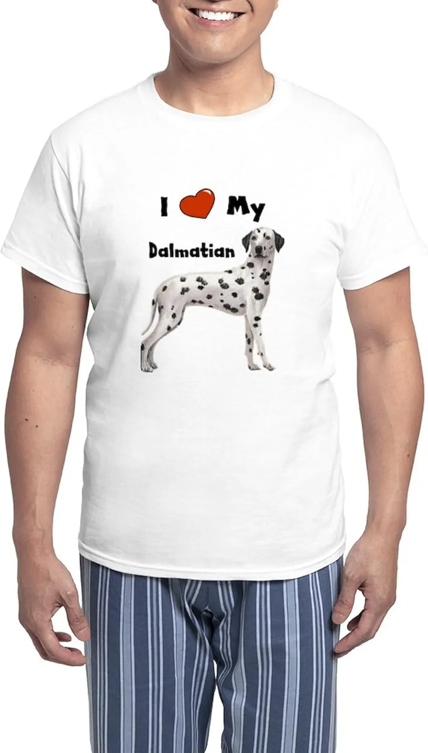 CafePress I Love My Dalmatian Men's Light Pajamas Men's Novelty Light Pajama Set, Comfortable PJ Sleepwear