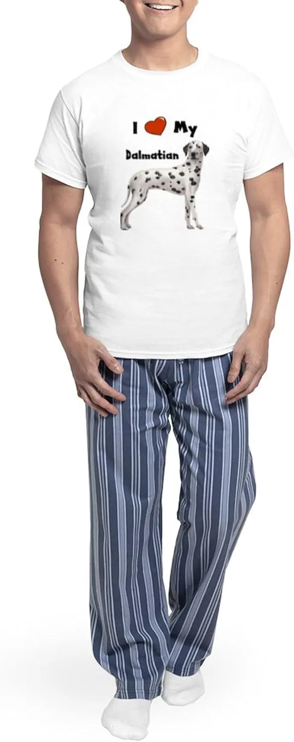 CafePress I Love My Dalmatian Men's Light Pajamas Men's Novelty Light Pajama Set, Comfortable PJ Sleepwear
