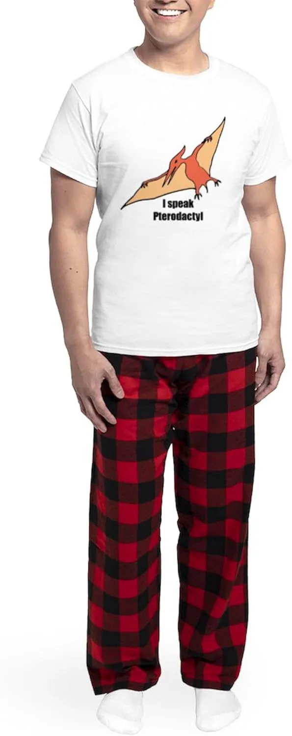 CafePress I Speak Pterodactyl Men's Light Pajamas Men's Novelty Light Pajama Set, Comfortable PJ Sleepwear