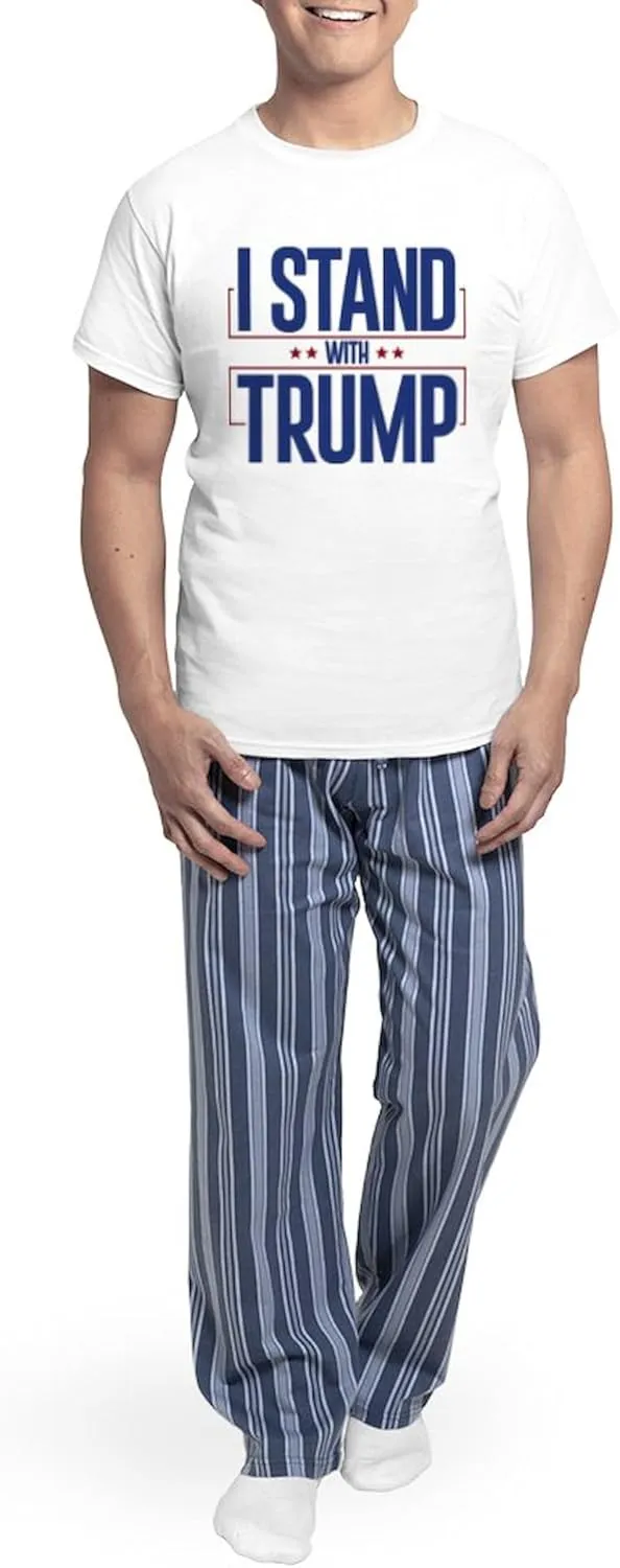 CafePress I Stand With Trump Men's Light Pajamas Men's Novelty Light Pajama Set, Comfortable PJ Sleepwear