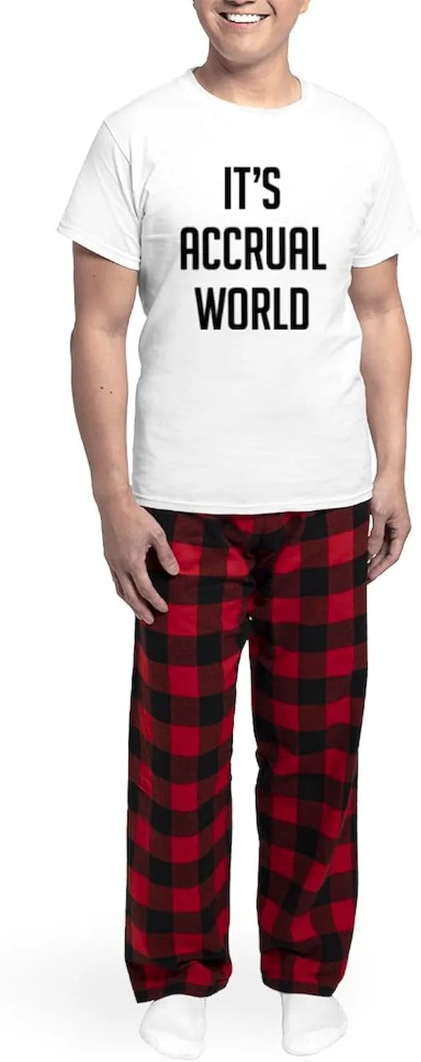 CafePress It's Accrual World Men's Light Pajamas Men's Novelty Light Pajama Set, Comfortable PJ Sleepwear