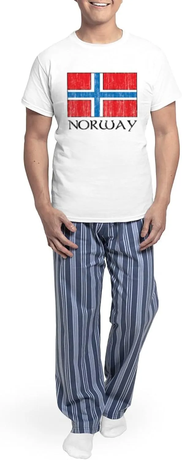 CafePress Norway Flag Men's Light Pajamas Men's Novelty Light Pajama Set, Comfortable PJ Sleepwear