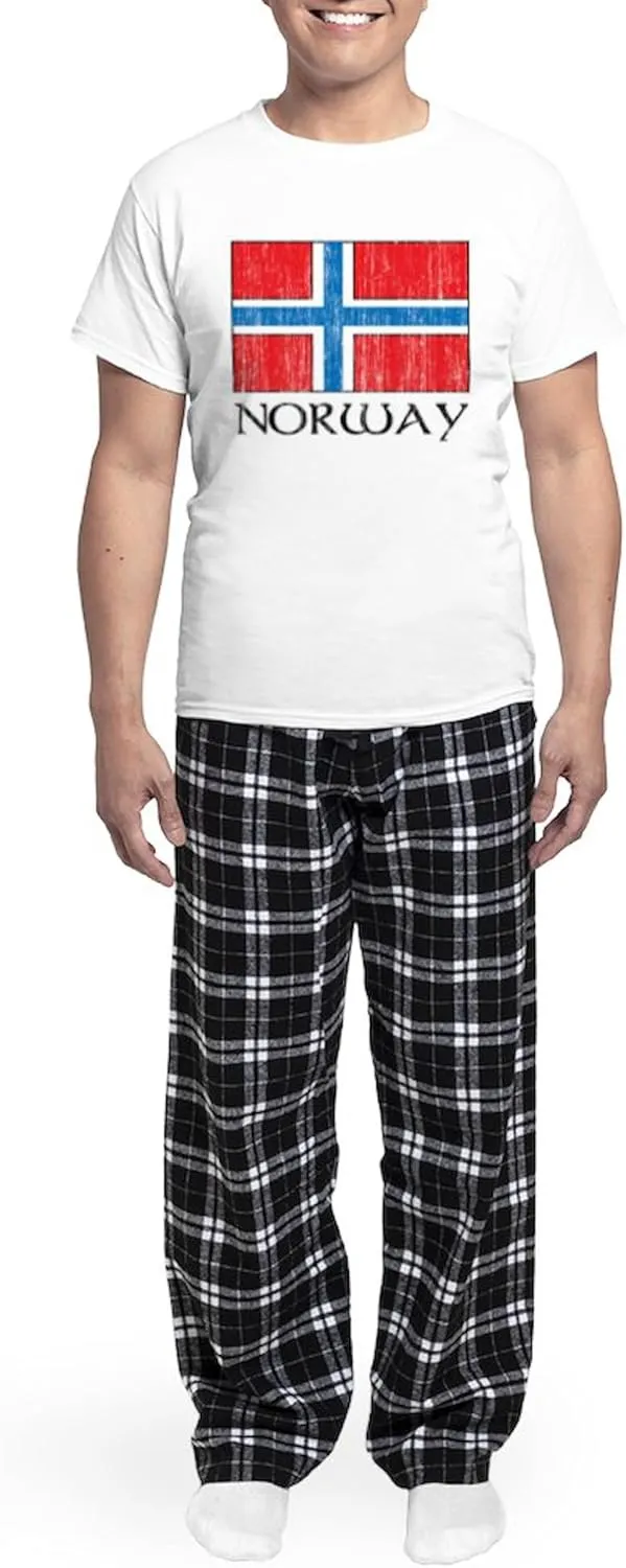 CafePress Norway Flag Men's Light Pajamas Men's Novelty Light Pajama Set, Comfortable PJ Sleepwear