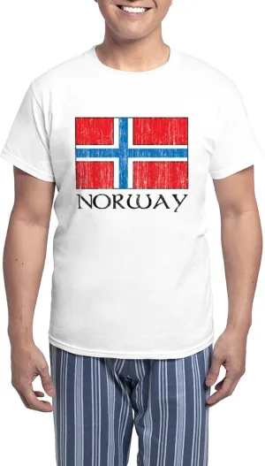 CafePress Norway Flag Men's Light Pajamas Men's Novelty Light Pajama Set, Comfortable PJ Sleepwear