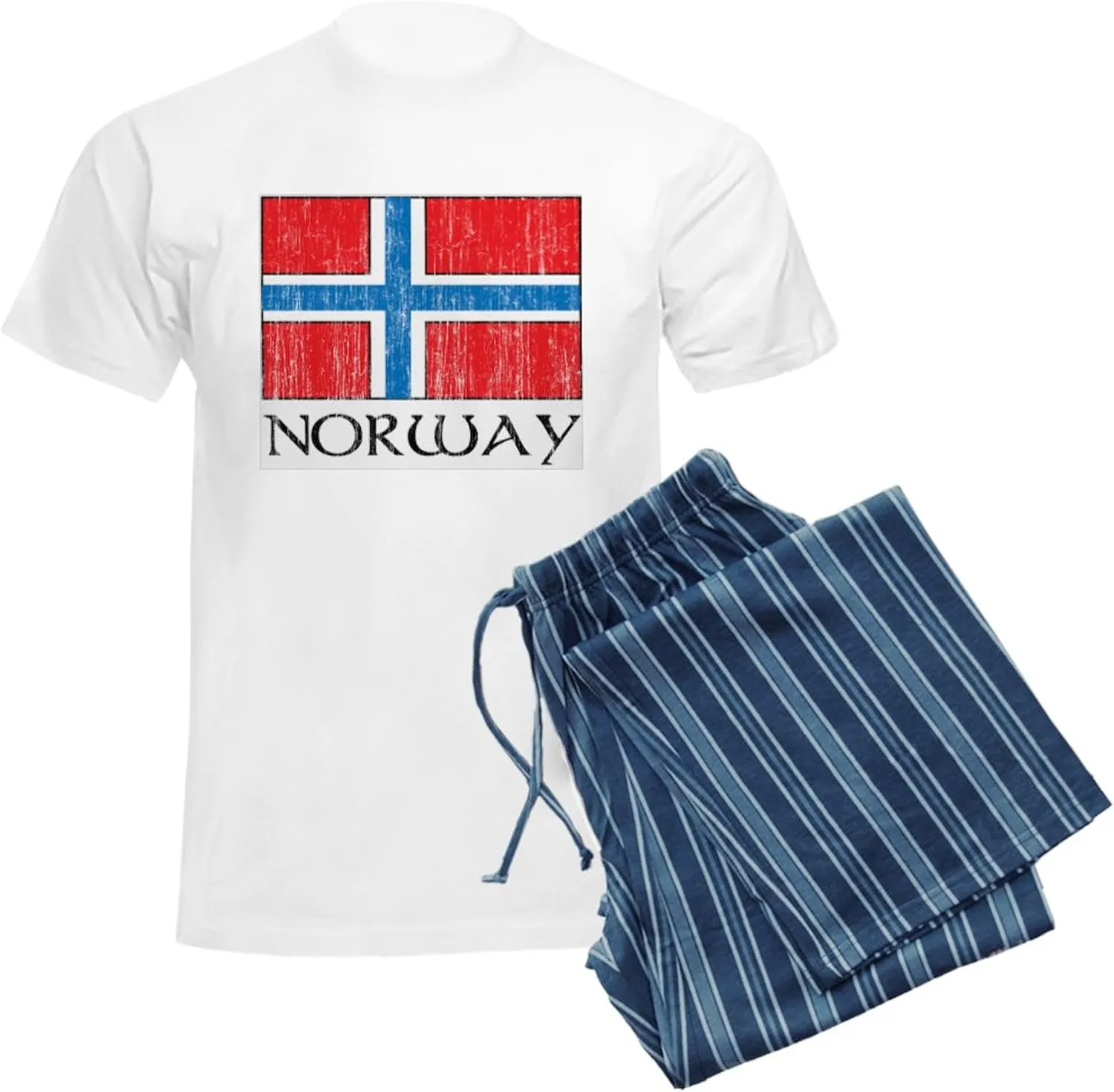 CafePress Norway Flag Men's Light Pajamas Men's Novelty Light Pajama Set, Comfortable PJ Sleepwear