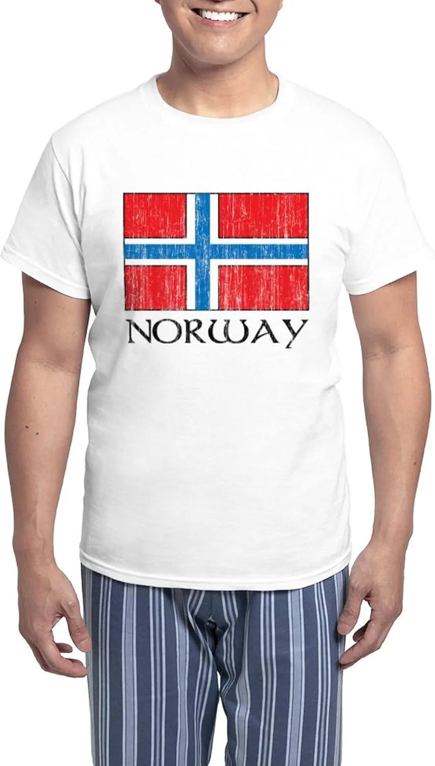 CafePress Norway Flag Men's Light Pajamas Men's Novelty Light Pajama Set, Comfortable PJ Sleepwear