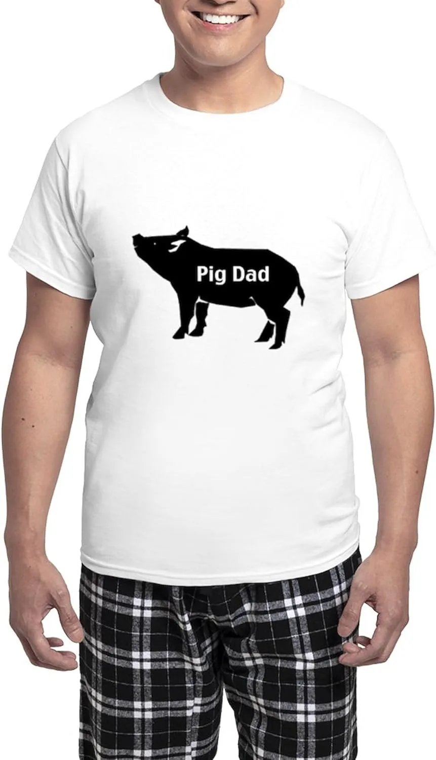 CafePress Pig Dad Men's Light Pajamas Men's Novelty Light Pajama Set, Comfortable PJ Sleepwear