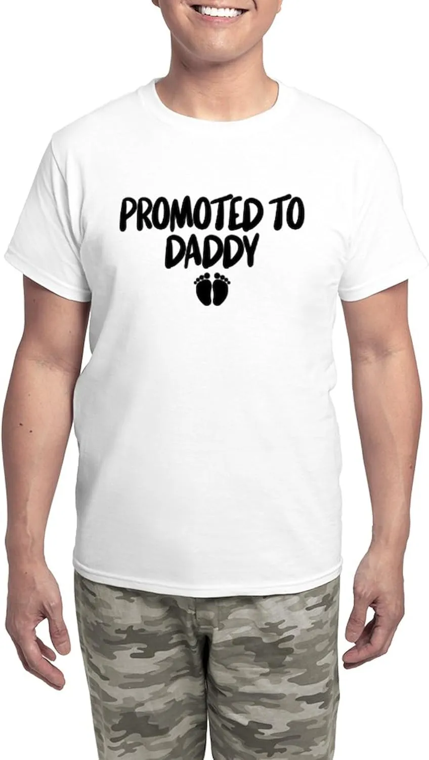 CafePress Promoted To Daddy Men's Light Pajamas Men's Novelty Light Pajama Set, Comfortable PJ Sleepwear