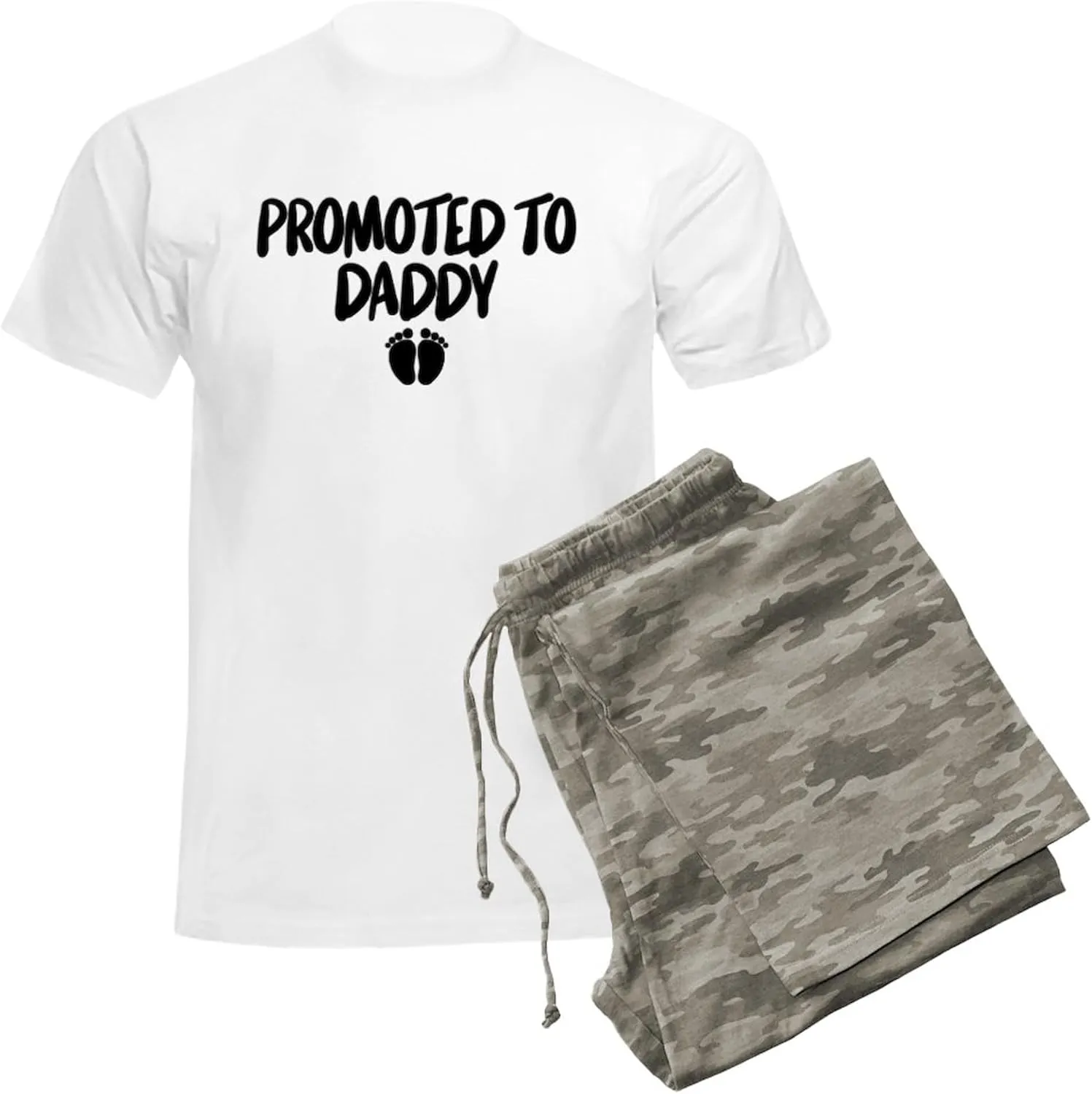 CafePress Promoted To Daddy Men's Light Pajamas Men's Novelty Light Pajama Set, Comfortable PJ Sleepwear