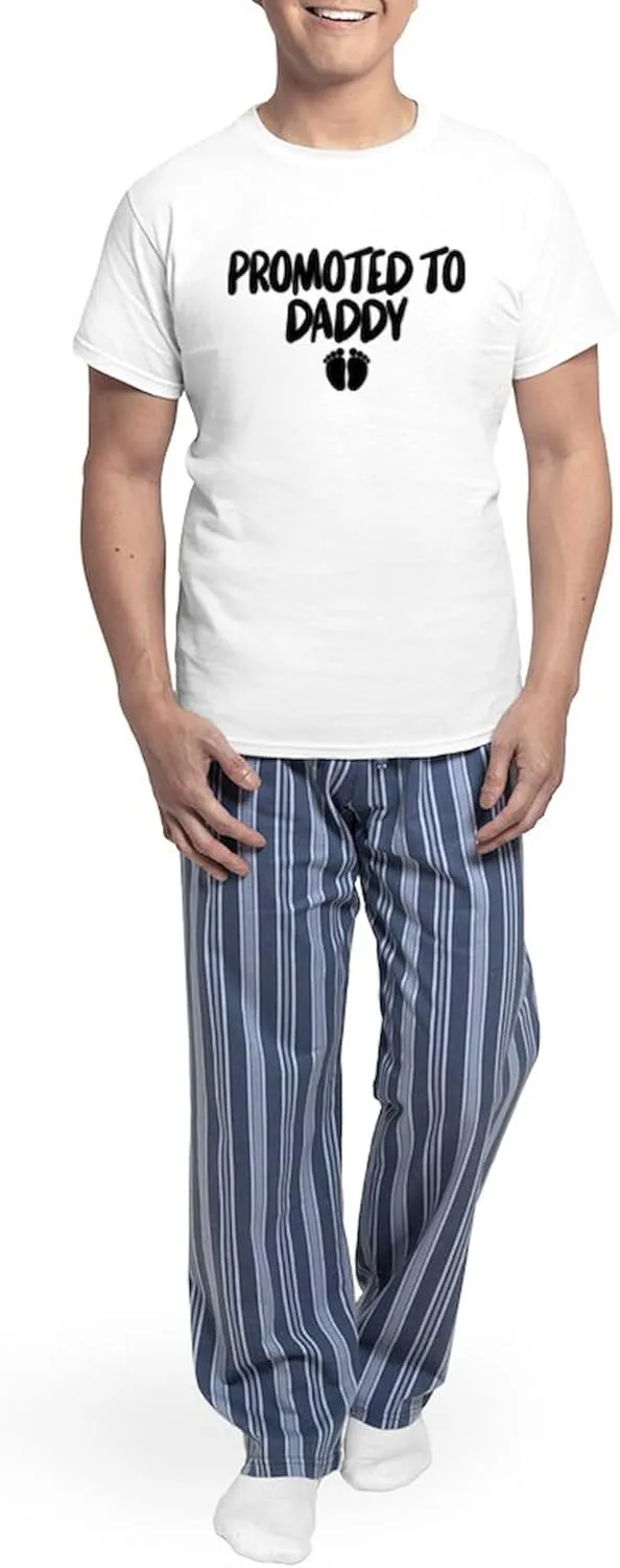 CafePress Promoted To Daddy Men's Light Pajamas Men's Novelty Light Pajama Set, Comfortable PJ Sleepwear