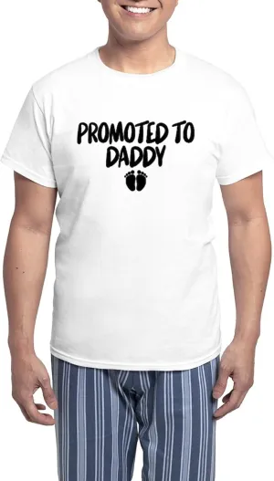 CafePress Promoted To Daddy Men's Light Pajamas Men's Novelty Light Pajama Set, Comfortable PJ Sleepwear