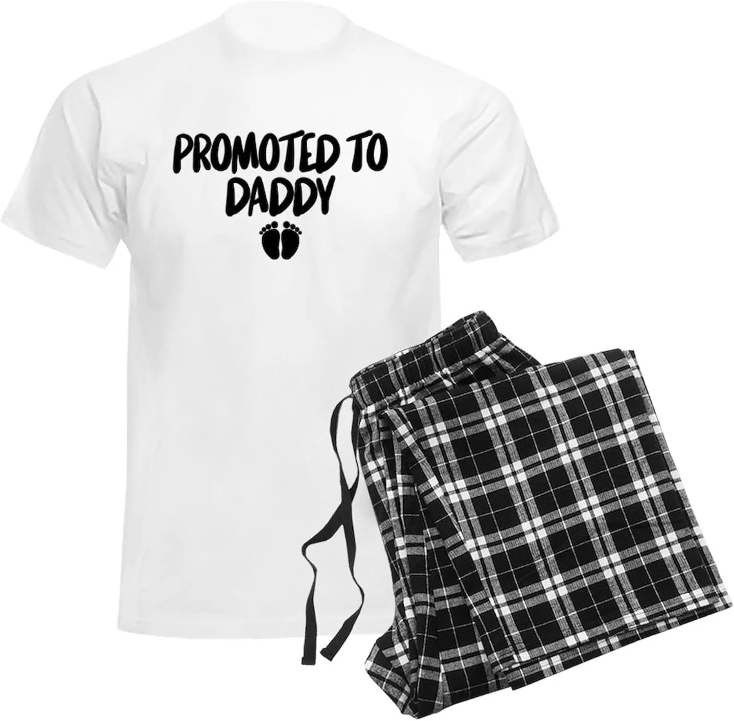 CafePress Promoted To Daddy Men's Light Pajamas Men's Novelty Light Pajama Set, Comfortable PJ Sleepwear