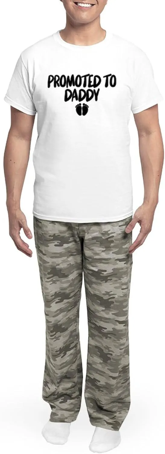 CafePress Promoted To Daddy Men's Light Pajamas Men's Novelty Light Pajama Set, Comfortable PJ Sleepwear