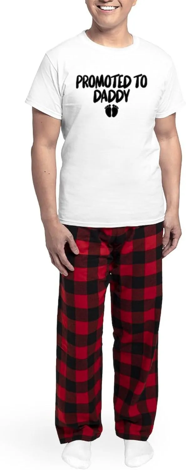 CafePress Promoted To Daddy Men's Light Pajamas Men's Novelty Light Pajama Set, Comfortable PJ Sleepwear