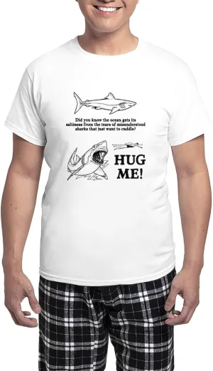 CafePress Sharks Need Hugs Men's Light Pajamas Men's Novelty Light Pajama Set, Comfortable PJ Sleepwear
