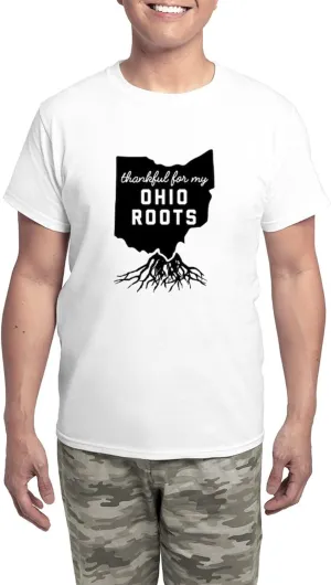 CafePress Thankful For My Ohio Roots Men's Light Pajamas Men's Novelty Light Pajama Set, Comfortable PJ Sleepwear