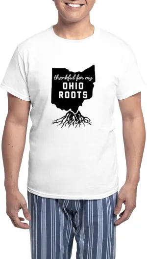 CafePress Thankful For My Ohio Roots Men's Light Pajamas Men's Novelty Light Pajama Set, Comfortable PJ Sleepwear
