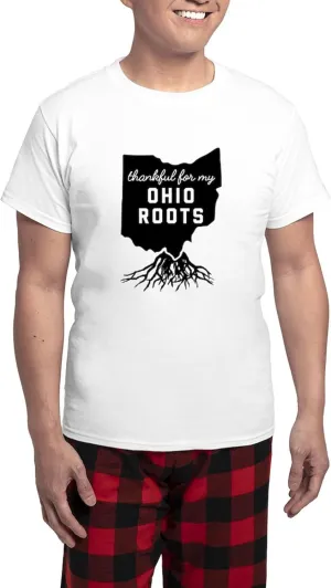 CafePress Thankful For My Ohio Roots Men's Light Pajamas Men's Novelty Light Pajama Set, Comfortable PJ Sleepwear