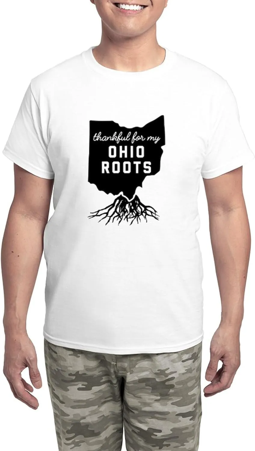 CafePress Thankful For My Ohio Roots Men's Light Pajamas Men's Novelty Light Pajama Set, Comfortable PJ Sleepwear
