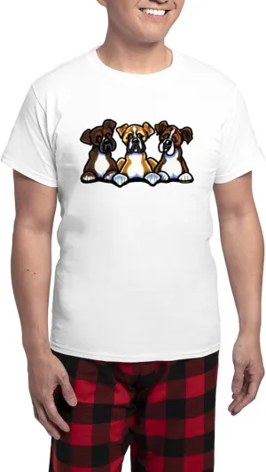 CafePress Three Boxer Lover Men's Light Pajamas Men's Novelty Light Pajama Set, Comfortable PJ Sleepwear