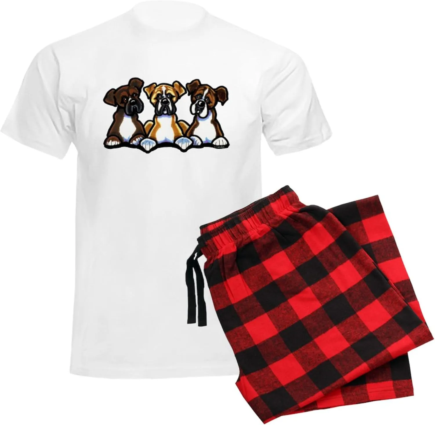 CafePress Three Boxer Lover Men's Light Pajamas Men's Novelty Light Pajama Set, Comfortable PJ Sleepwear