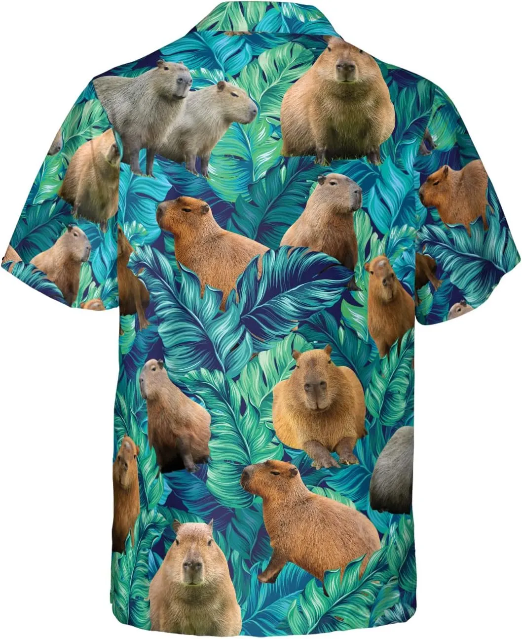 Capybara Printed Hawaiian Shirt Funny Capybara Tropical Leaves Summer Vibes Beach Shirt