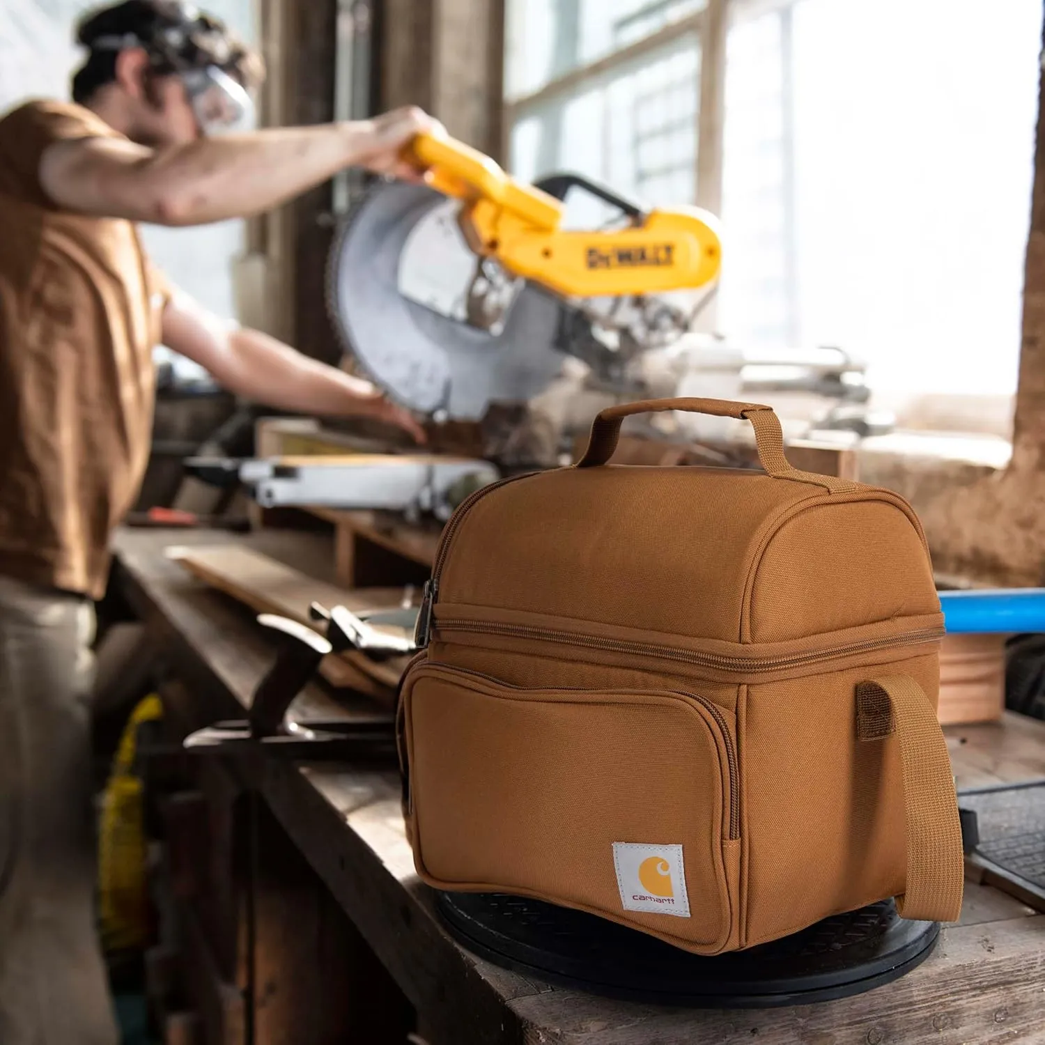 Carhartt Insulated 12 Can Two Compartment Lunch Cooler Carhartt/Brown One Size