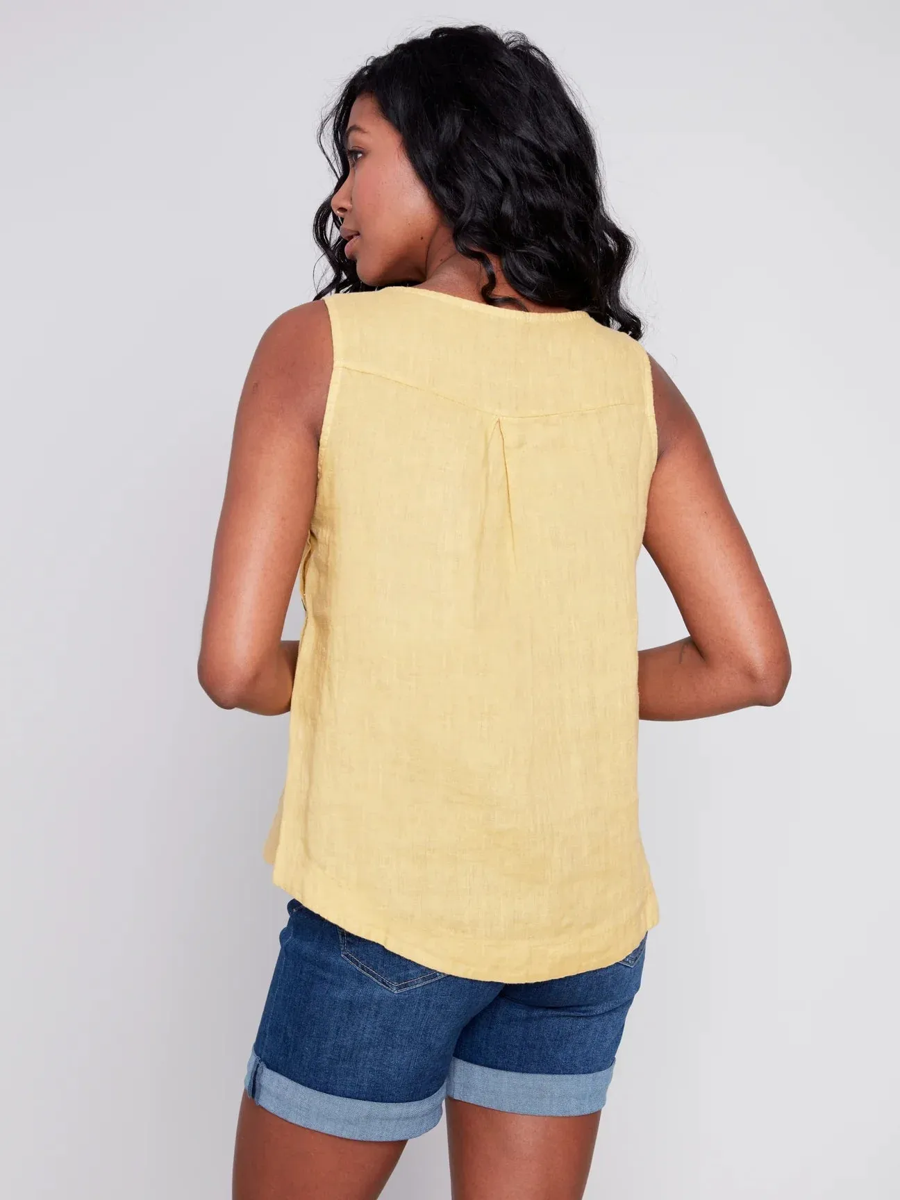 Charlie B  Spring/Summer 2024-C4425RR-O35B-Linen Tank Top-Corn