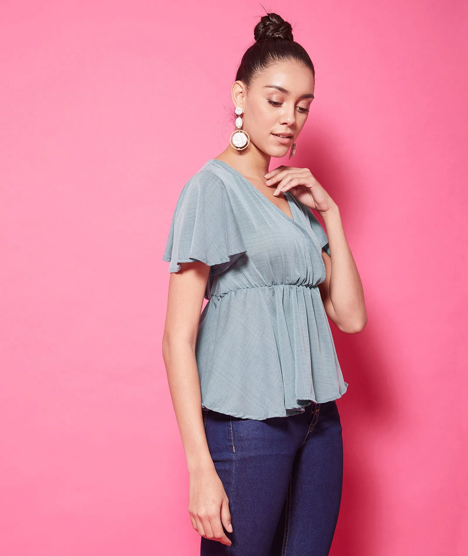 Chimpaaanzee Polyester Regular Tops - Grey