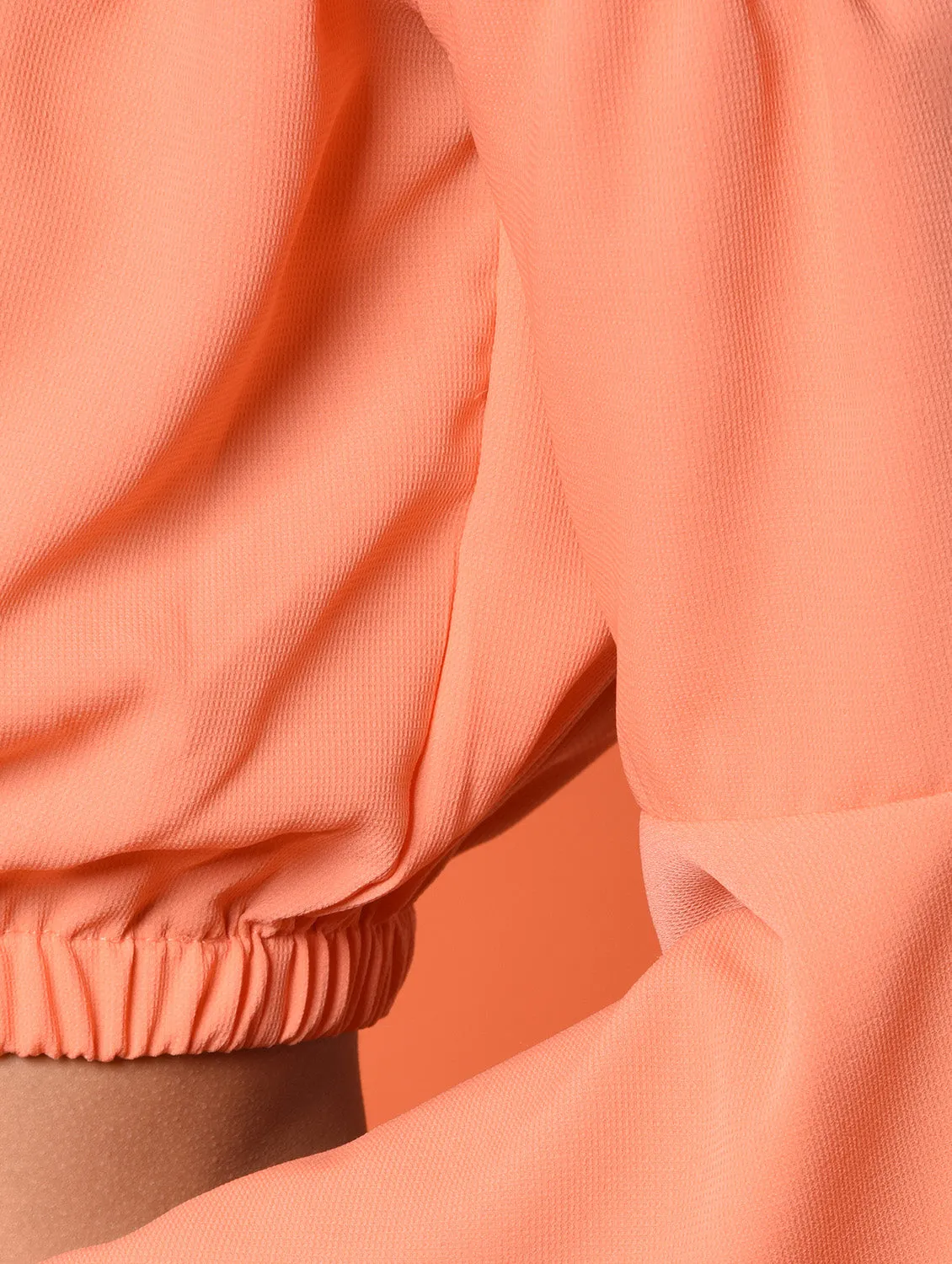 Chimpaaanzee Women Polyester Crop Tops - Peach