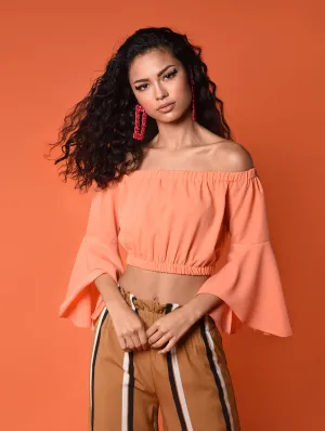 Chimpaaanzee Women Polyester Crop Tops - Peach