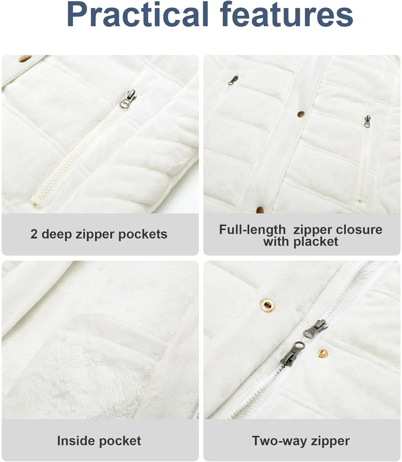 Chrisuno Women's Warm Winter Coat Velvet Puffer Jacket Quilted Faux Fur Hood